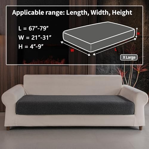 OHSIO Couch Cushion Covers for Sectional Sofa, Stretch Soft Sofa Slipcovers - Image 2
