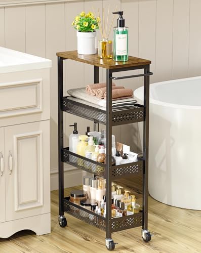 OKZEST 4-Tier Slim Rolling Storage Cart for Bathroom, Laundry Room, Kitchen by OKZEST