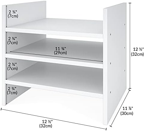 Ballucci 4-Tier Paper Sorter and File Organizer for Desk, Wood Mail Sorter, Fits into IKEA Kallax and ClosetMaid Cube Storage Shelves, Paper Tray, Mail Holder Stand for Classroom, Office, White - Image 3