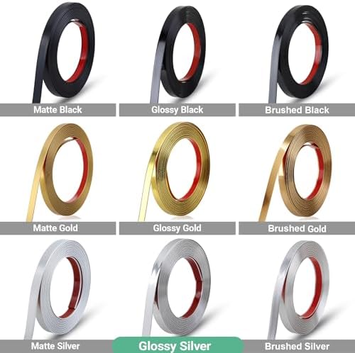 Gaahing 196.8" x 1" Shiny Silver Molding & Wall Trim, Flexible Peel and Stick Decorative Strip for Tile, Mirror, Ceiling, Floor, Panel, Cabinet - Image 4
