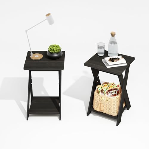 Furinno Modern Simplistic Set of 2 X-Legs Side Table, Black Espresso by Furinno-FitsYourSpaceFitsYourBudget