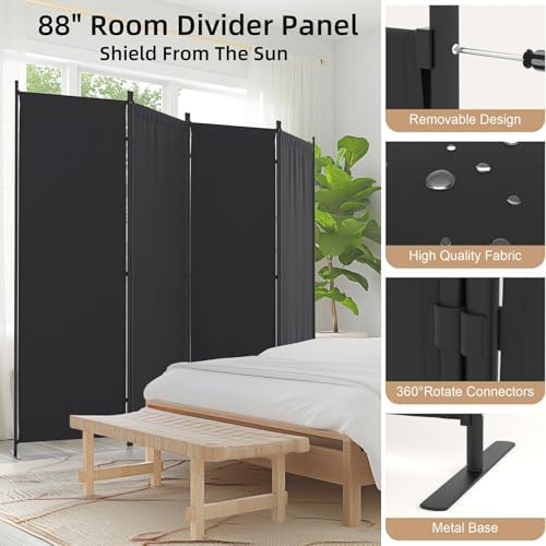 Folding Screen Room Divider 4 Panel for Room Separator 6FT - Image 5