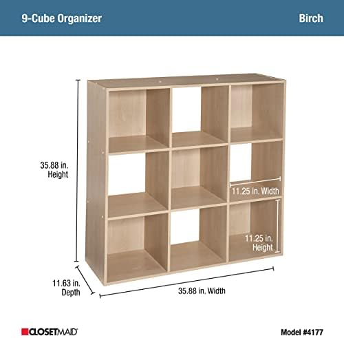 ClosetMaid Cubeicals 9 Cube Storage Shelf Organizer Bookshelf, Square Shape, Easy Assembly - Birch Wood Finish - Image 3