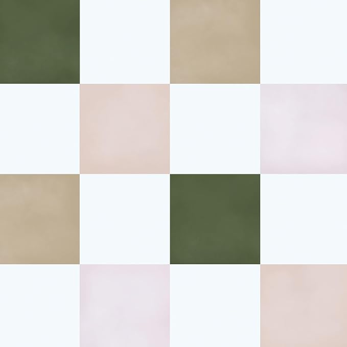Ismoon Modern Peel and Stick Wallpaper Pink and Green Checkered Contact Paper Removale Self-Adhesive Stick on Wallpaper for Bedroom Bathroom Shlef Cabinet Décor 17.3in x 19.68ft by Ismoon