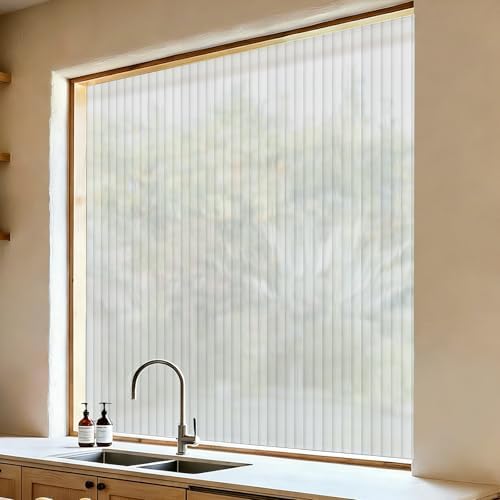 VELIMAX 4/5-Inch Reeded Glass Window Film, Frosted Glass Window Privacy Film, Non Adhesive Decorative Sticker for Bathroom Living Room Office 17.7 x 78.7 inches - Image 6