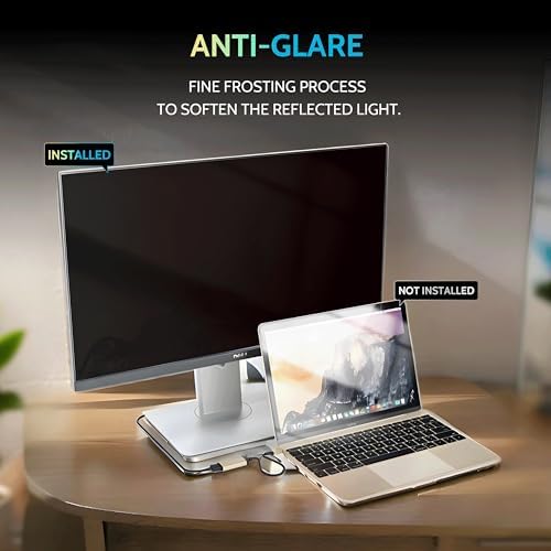 Peslv [2 Pack] 18.5 Inch Privacy Screen for Computer Monitor 16:9 Aspect Ratio, Eye Protection Anti Blue Light Glare Shield, 18.5inch Removable Black Blackout Anti Spy Desktop Security Private Filter - Image 6