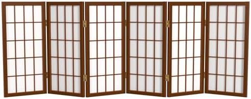 Red Lantern 26.5 in. Short Desktop Window Pane Shoji Screen - Walnut - 6 Panels by RedLantern