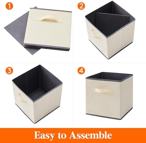 Lifewit Storage Cubes, 11 Inch Organizer Bins, 18L Beige, 12 Packs - Image 2