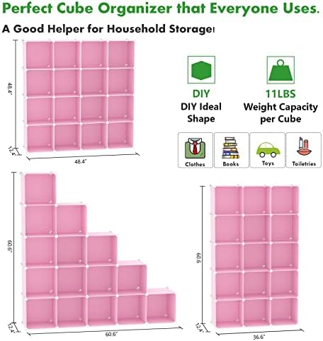 C&AHOME 16 Cube Storage Organizer Cube Shelves Units Storage Cubes, Pink - Image 2