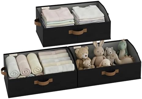StorageWorks Closet Storage Bins Trapezoid, Black, Large, 3-Pack by StorageWorks