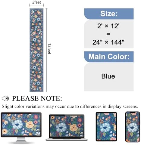 DUKINO 2x12 Washable Runner Rug, Non Slip Long Kitchen Runner Rug, Blue - Image 2
