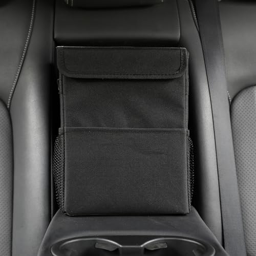 AOKJOY Car Garbage can with lid Leak Proof Vehicle Trash Can 3 Storage Pockets Hanging Waterproof car Trash Bag for SUV Black - Image 3