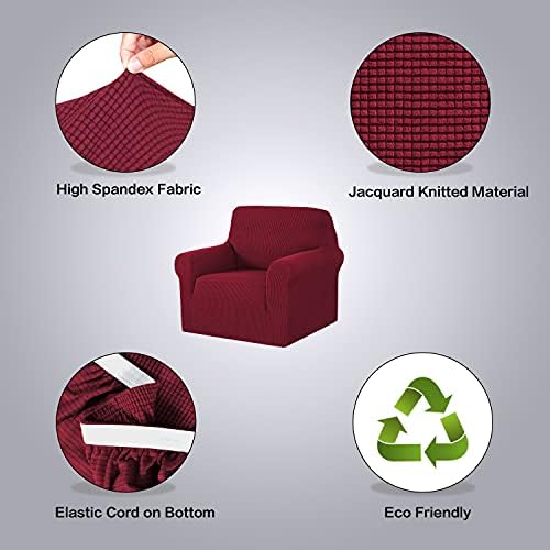 H.VERSAILTEX Armchair Cover High Stretch Sofa Slipcover 1 Piece Couch Covers for Sofa Small Couch Cover Durable Spandex Fabric Non Skid Machine Washable(Armchair 31"-40", Burgundy Red) - Image 4