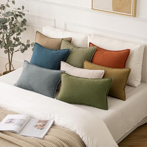 MIULEE Decorative Linen Euro Sham Pillow Covers 24x24 Blue - Image 5