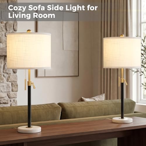 Qingmiao Gold Table Lamps Set of 2, 22" to 30" Adjustable Nightstand Lamps for Bedroom, Dimmable End Table Lamps for Living Room Console Entry Farmhouse Home Decor, New House Warming Gifts - Image 2