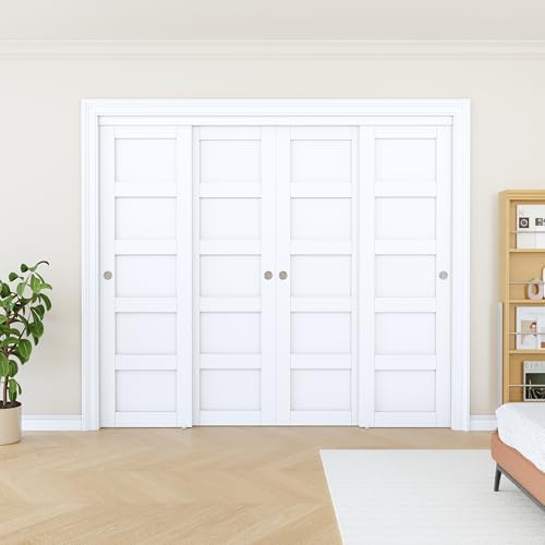 Sliding Closet Door 96"x80", 5 Panel Interior Closet Door, Need to Assemble - Image 2