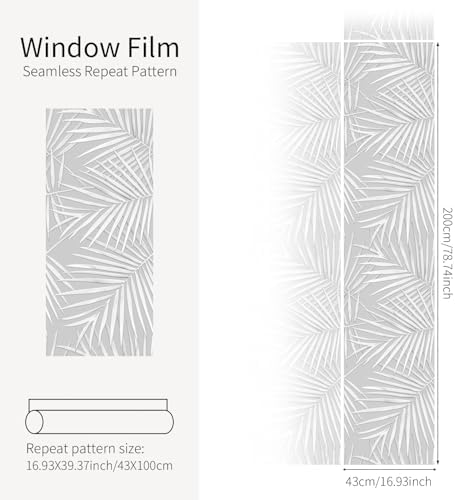Faux 3D Tropical Palm Leaves Frosted Privacy Window Film - Image 3