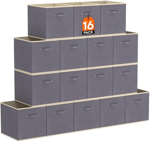 Lifewit Storage Cubes, 11 Inch Organizer Bins, 18L Gray, 16 Packs by Lifewit