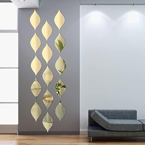 Amyhill 15 Pack Teardop Mirror Stickers Decor, Teardrop, Gold by Amyhill