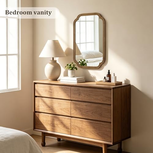 WallBeyond 20" x 30" Wood Mirror Rounded Corner Arch Wall Mirror with Wood Frame for Entryway, Living Room or Bedroom Home Decor [20" x 30" Natural Color] - Image 3