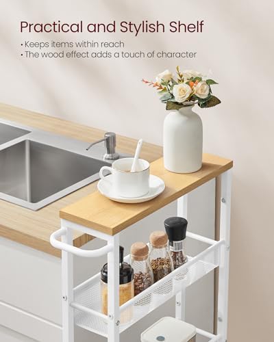 VASAGLE 5-Tier Slim Rolling Storage cart with Wheels, 5.1 Inches, Metal - Image 5