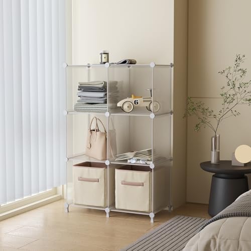 AWTATOS Cube Storage Organizer, Closet Organizers, 6 Cube Shelf, Clear - Image 4