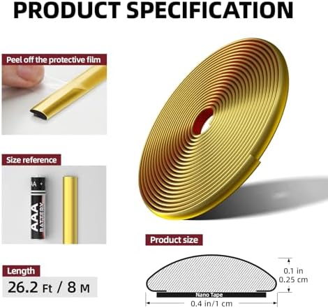 26.2Ft Peel and Stick Wall Molding Trim Gold - Image 6