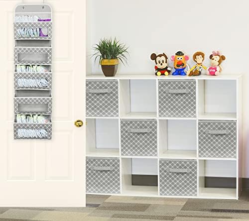 Simple Houseware 11-Inch Foldable Cube Storage Bins, Geometric Gray, 6-Pack - Image 4