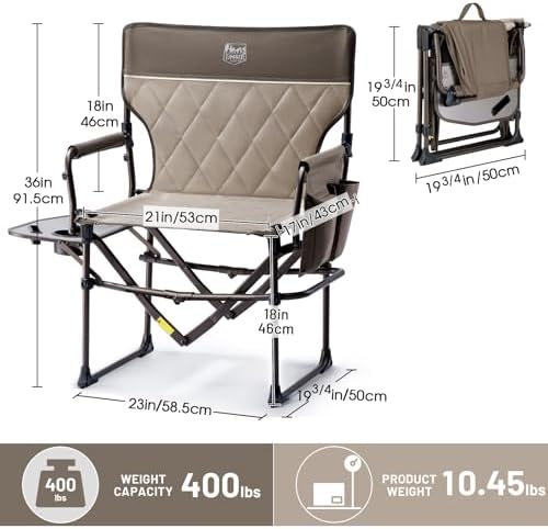 TIMBER RIDGE 400lbs Heavy Duty Camping Chair Portable Directors Chair - Image 3
