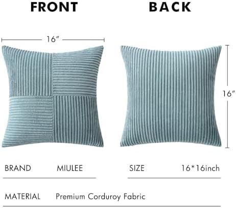 MIULEE Slate Blue Decorative Throw Pillow Covers for Couch 16x16 Inch - Image 6