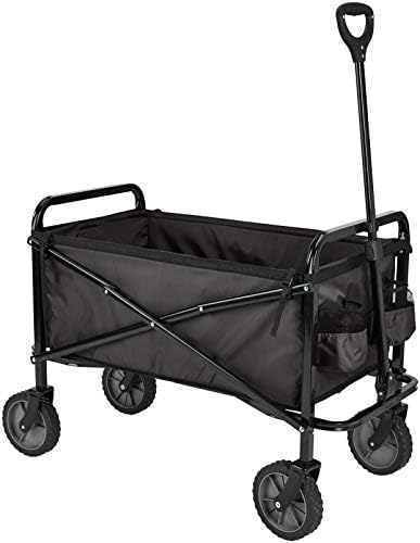 Amazon Basics Collapsible Heavy Duty Utility Wagon for Outdoor Sports, Camping, Garden, and Shopping, 265 Pounds Capacity, 27.6 x 40.9 x 20 inches, Black by AmazonBasics
