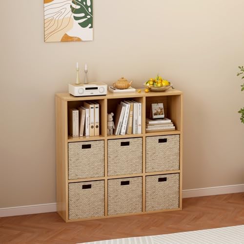 OSCHF 9-Cube Storage Shelf Bookcase, Oak - Image 6