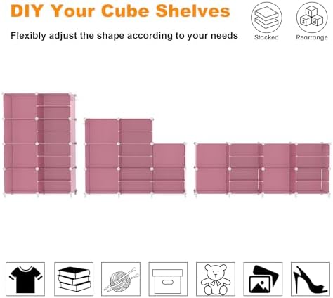 AWTATOS Closet Organizer 8 Cube Storage Shelves, Pink - Image 5