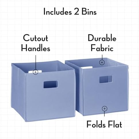 RiverRidge Folding Storage Bins - 2-pack of 10in Tall Periwinkle Blue Cubes - Image 3