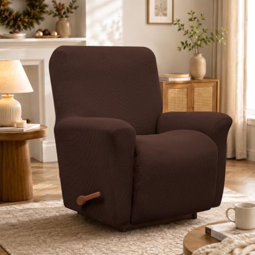 KEKUOU Recliner Chair Covers, 1-Piece Lazy Boy Recliner Covers, Chocolate - Image 6