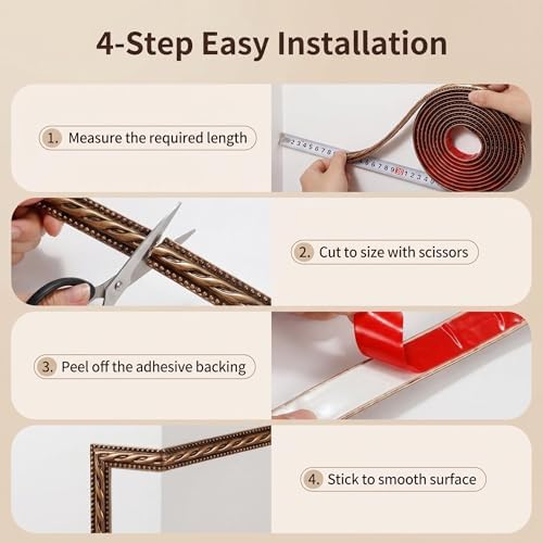 Flexible Molding Trim Wall Trim 16.4 Feet Self Adhesive Peel - Brass - Image 3