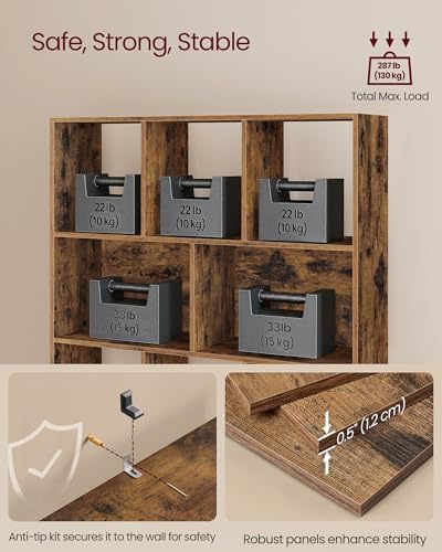 VASAGLE Bookshelf, 8 Cubes Storage Organizer, 35.4 x 9.5 x 39.4 Inches - Image 6