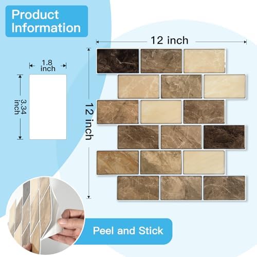 Art3d 10-Pack Subway Peel and Stick Backsplash, Yellow Jasper, 12 x 12 Inch - Image 6