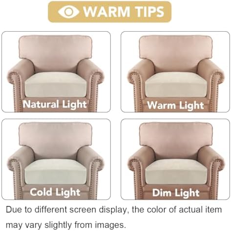 H.VERSAILTEX Velvet Stretch Couch Cushion Cover Plush Cushion Slipcover for Chair Cushion Furniture Protector Seat Cushion Sofa Cover (1 Piece Armchair Cushion Covers, Cream) - Image 6