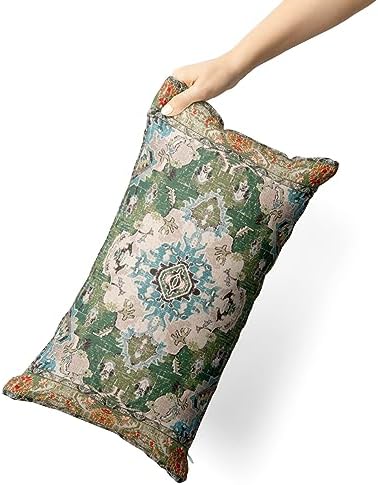 Snycler Boho Throw Pillow Covers 12x20 inch Set of 2 Boho Rug Carpet Double Sided Pattern Cotton Soft Pillow Case Cushion Cover Pillowcase for Couch Sofa Bed Decorative (Green) - Image 3