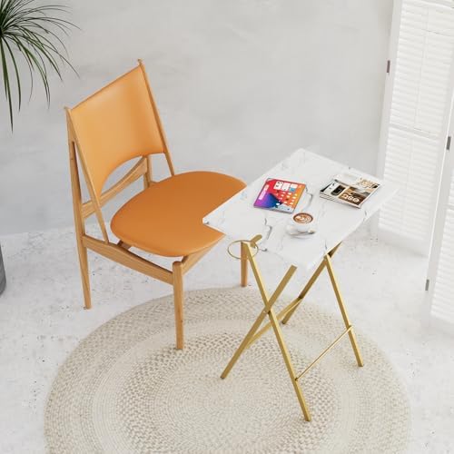 VECELO Folding TV Tray for Eating Set of 4, Portable Dinner/Snack Table with Cup Holder for Couch, Living Room and Small Space, Gold - Image 4