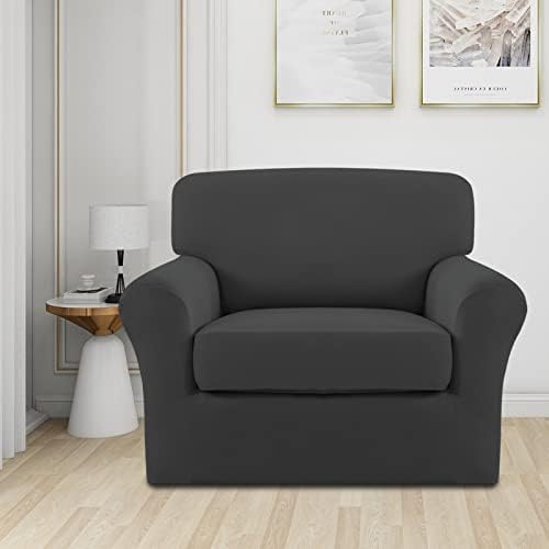 Easy-Going 2 Pieces Stretch Sofa Slipcover for Armchair Washable - Image 2