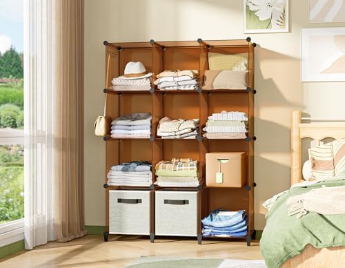 HOMIDEC Closet Organizers and Storage, 12 Cube Storage Organizer, Brown - Image 7
