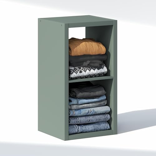 Furinno Cubic Extra Thick 2-Cube Closet Organizers and Storage, Sage Green - Image 5