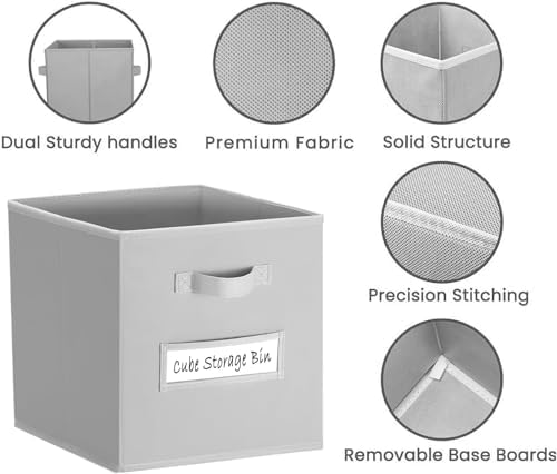 Storage Bins,13" Cube Storage Bin with Labels,10pcs,Light Grey - Image 2