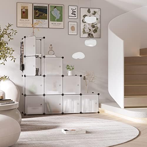 C&AHOME 12-Cube Storage Organizer with Door Cube Shelf Closet Cabinet White - Image 4