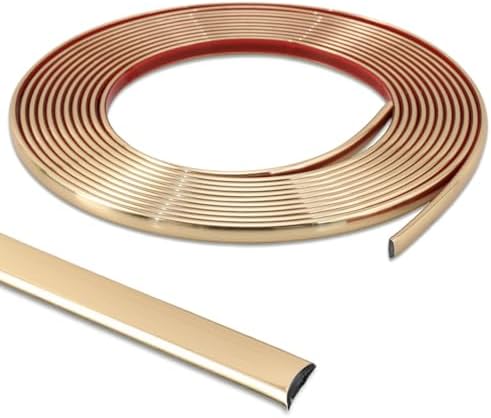 Lunghaa Peel and Stick Brushed Gold Finish Molding Trim, 393.7" x 0.31" Flexible Decoration Strip for Wall, Tile Edge, Mirror, Cabinet, Furniture and DIY Home Decor by LunghaaHomeDecor