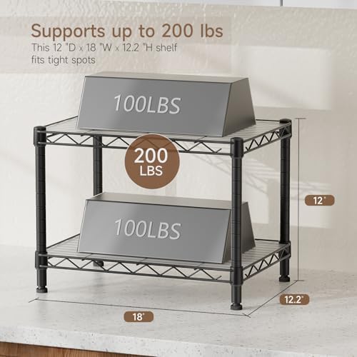 Golpart Small 2 Tier Shelves Storage Wire Shelving Unit Metal Shelf Gasket - Image 3