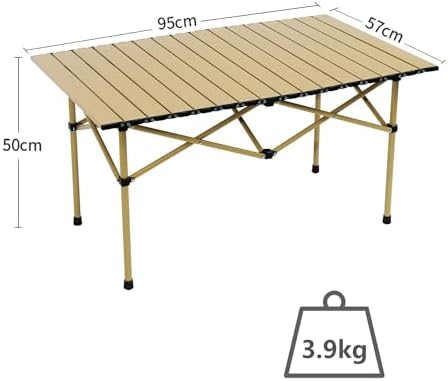 Wind Tour Portable Camping Table Folding Side Table Aluminum Lightweight Table with Carry Bag for Outdoor Cooking Hiking Picnics BBQ Travel (37.4 * 22.4 * 19.7Inches,Khaki) - Image 2