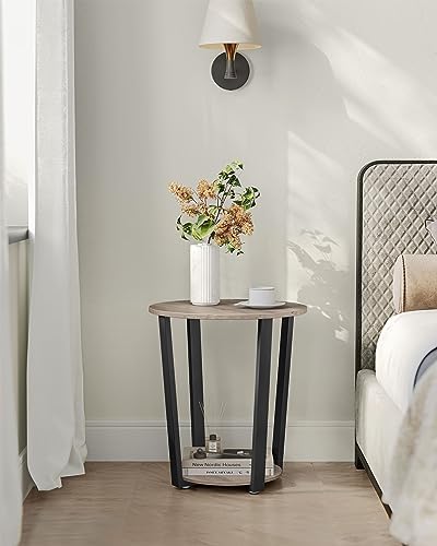 VASAGLE Round Side End Table, 2-Tier Accent Nightstand with Storage Shelf - Image 4